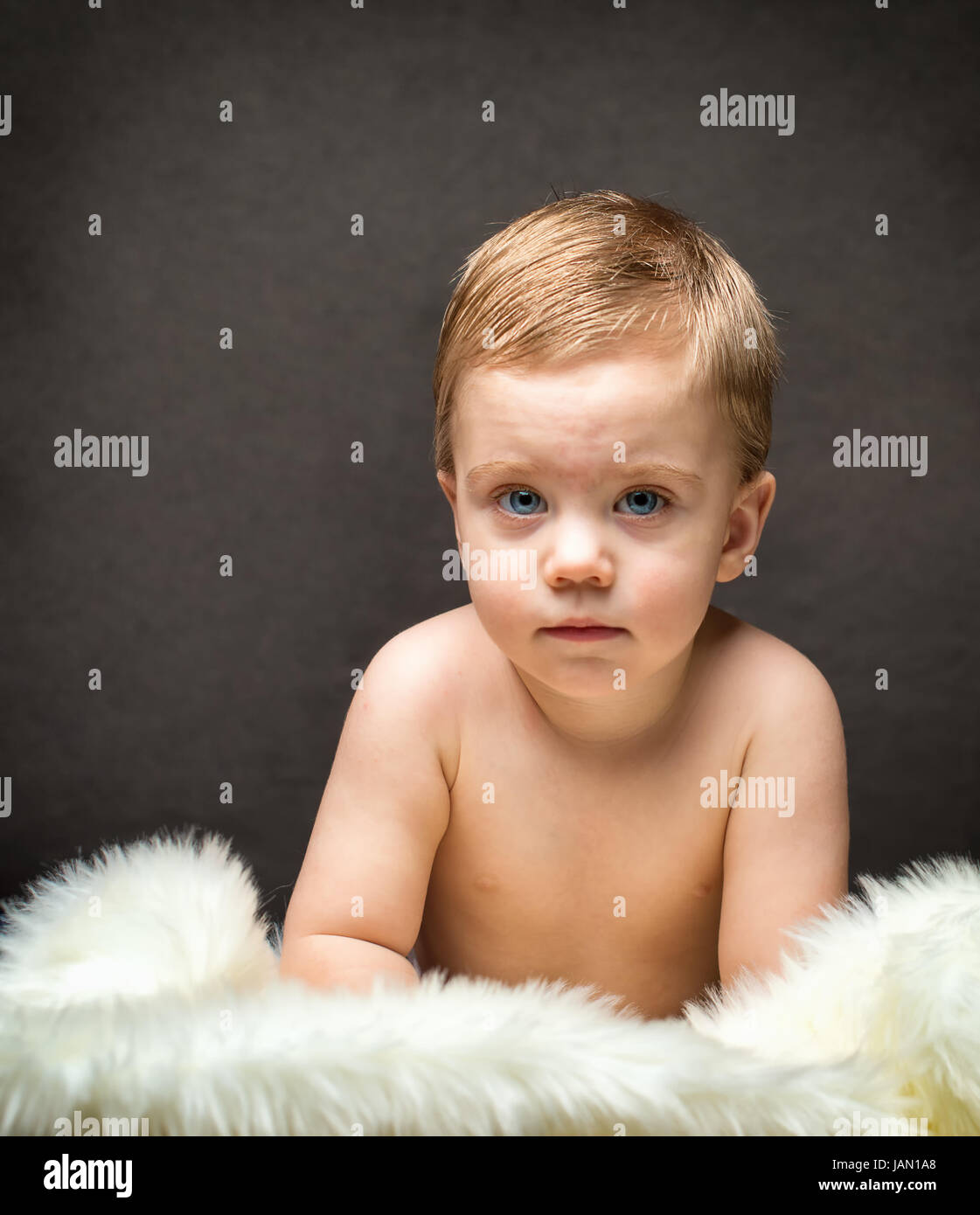 cute blonde little boy isolated Stock Photo