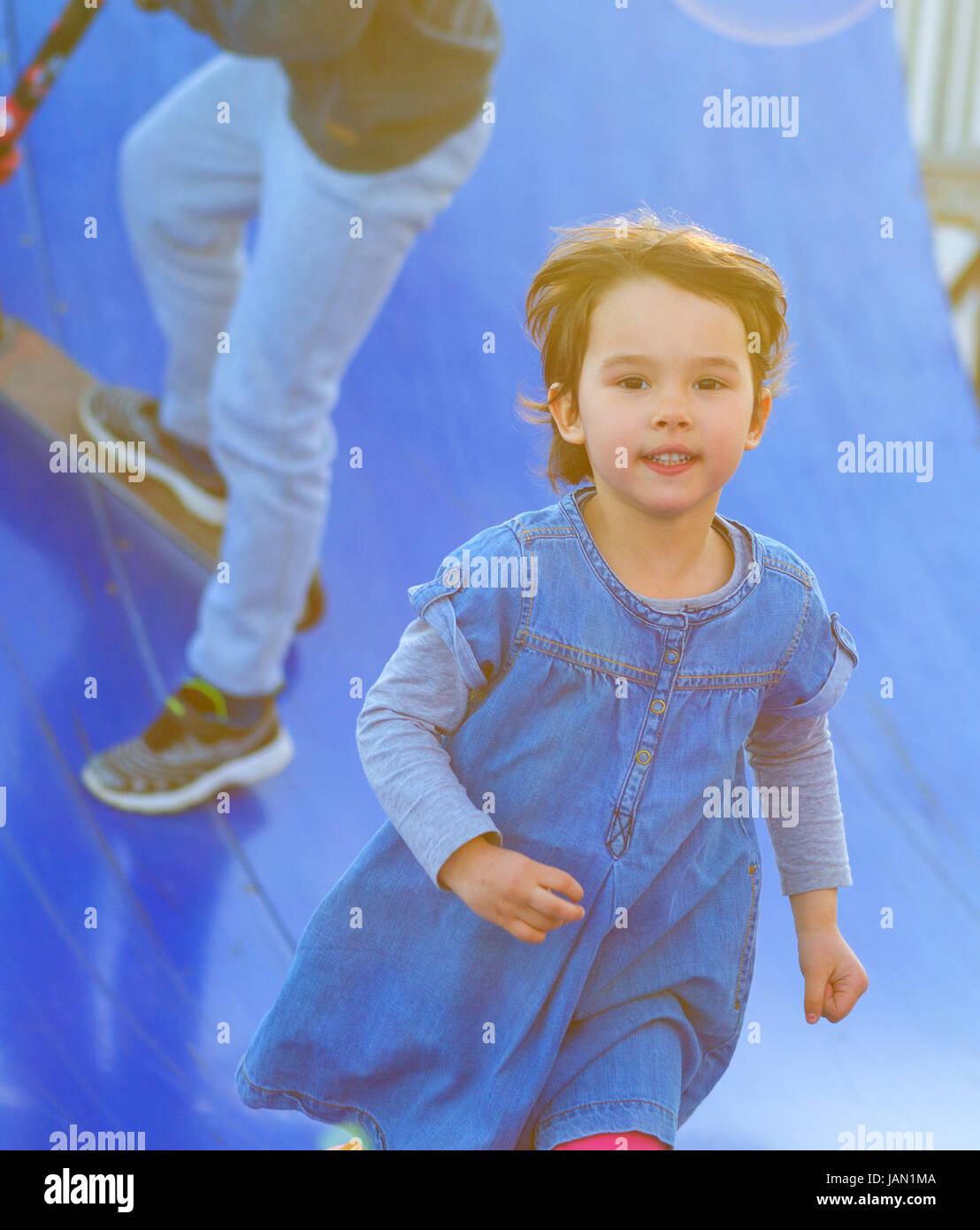beautiful girl running in the park Stock Photo Alamy
