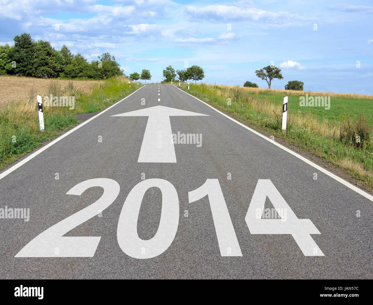 2014 - Road with Arrow Stock Photo