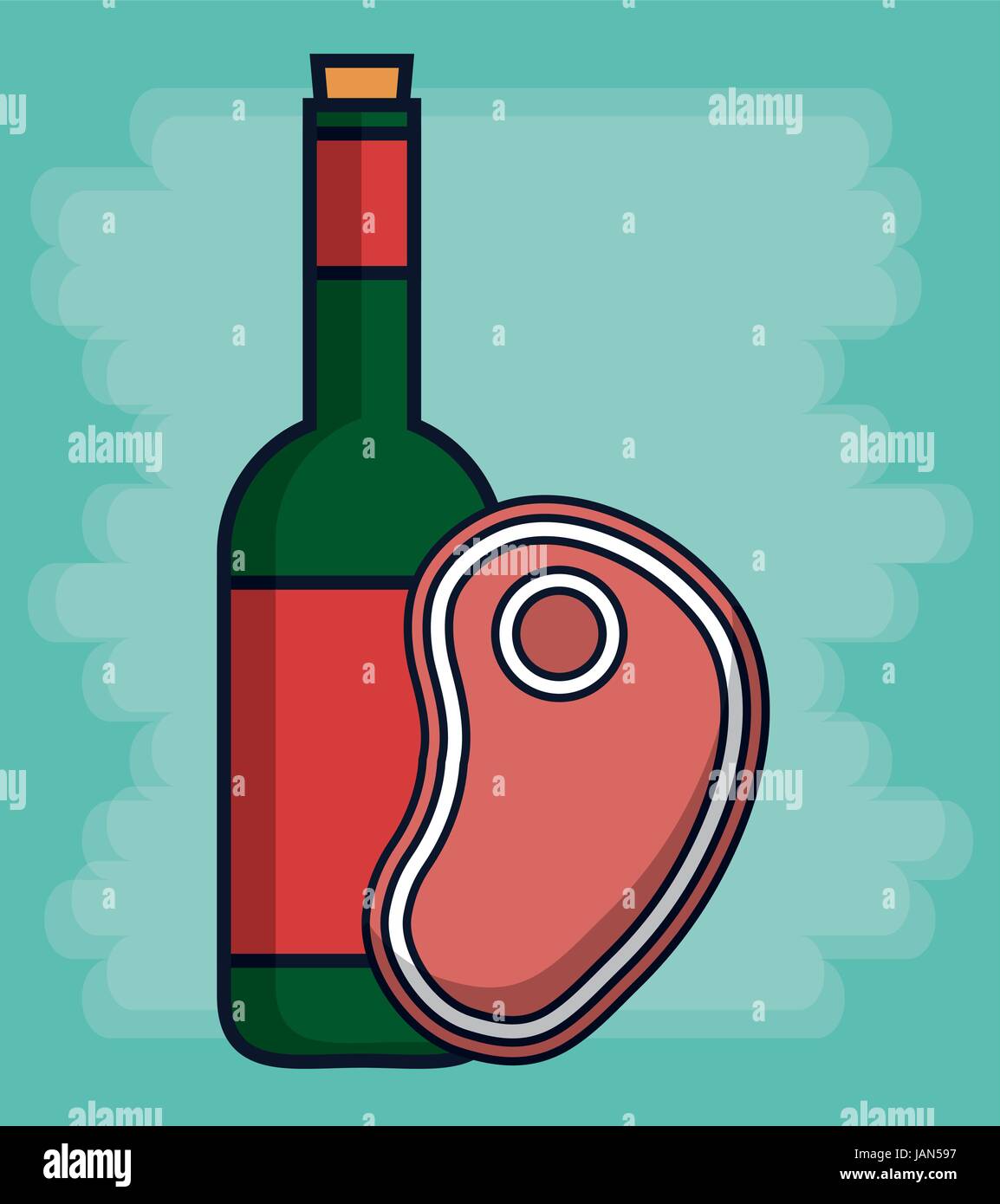 Steak with red wine Stock Vector Images - Alamy