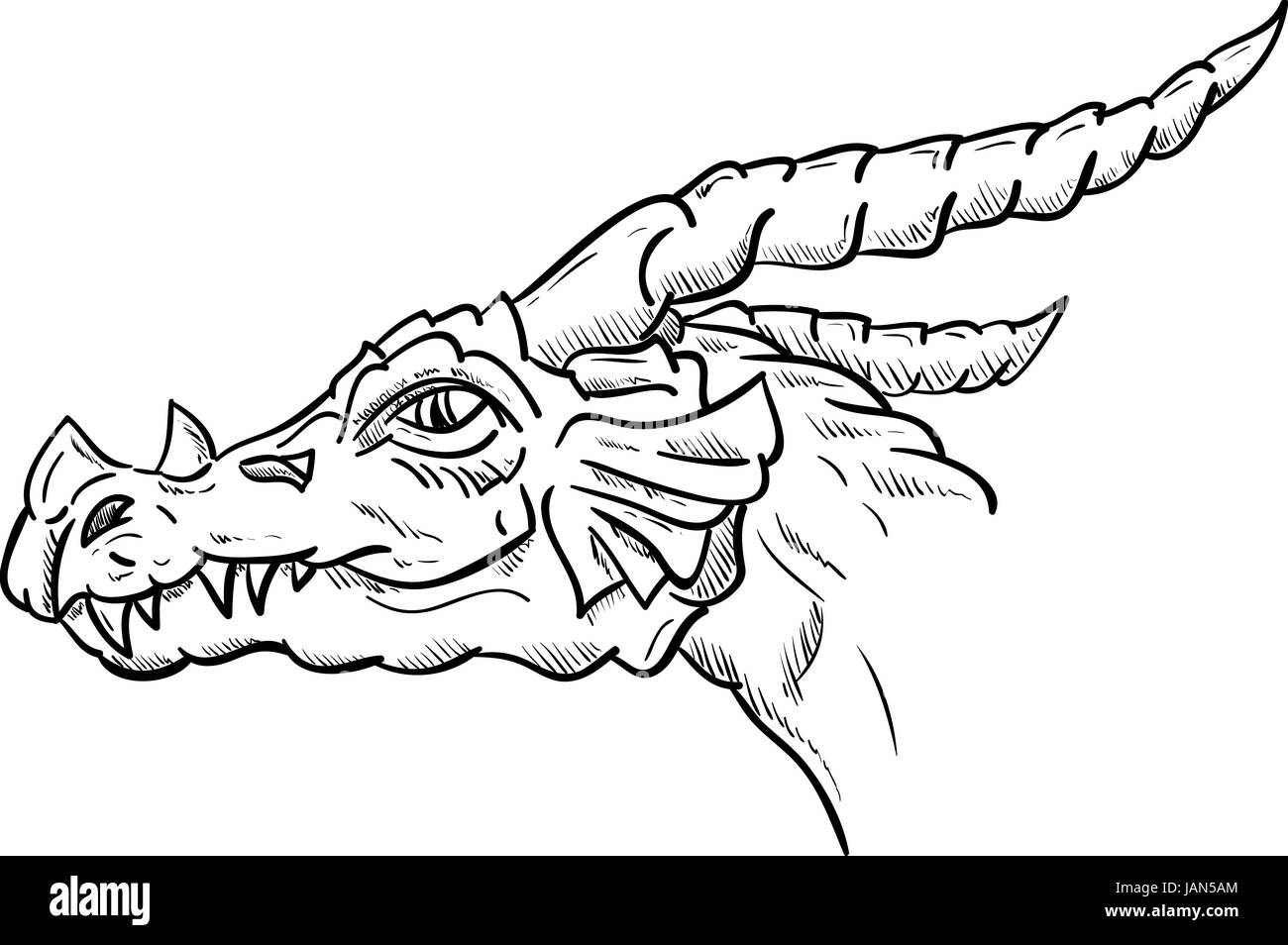Контурный рисунок головы дракона профиль