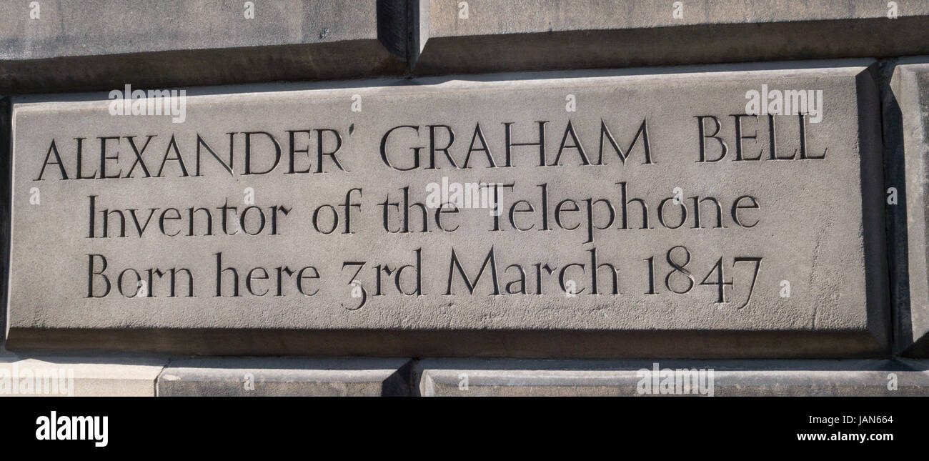 Birthplace of Alexander Graham Bell, inventor of the telephone - 14 South Charlotte Street, Edinburgh, Scotland Stock Photo