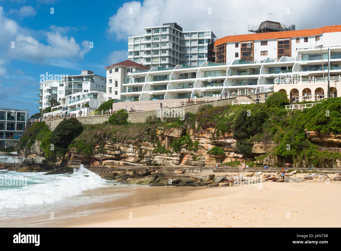 Seafront apartments overlooking Bondi beach, Sydney Australia Stock