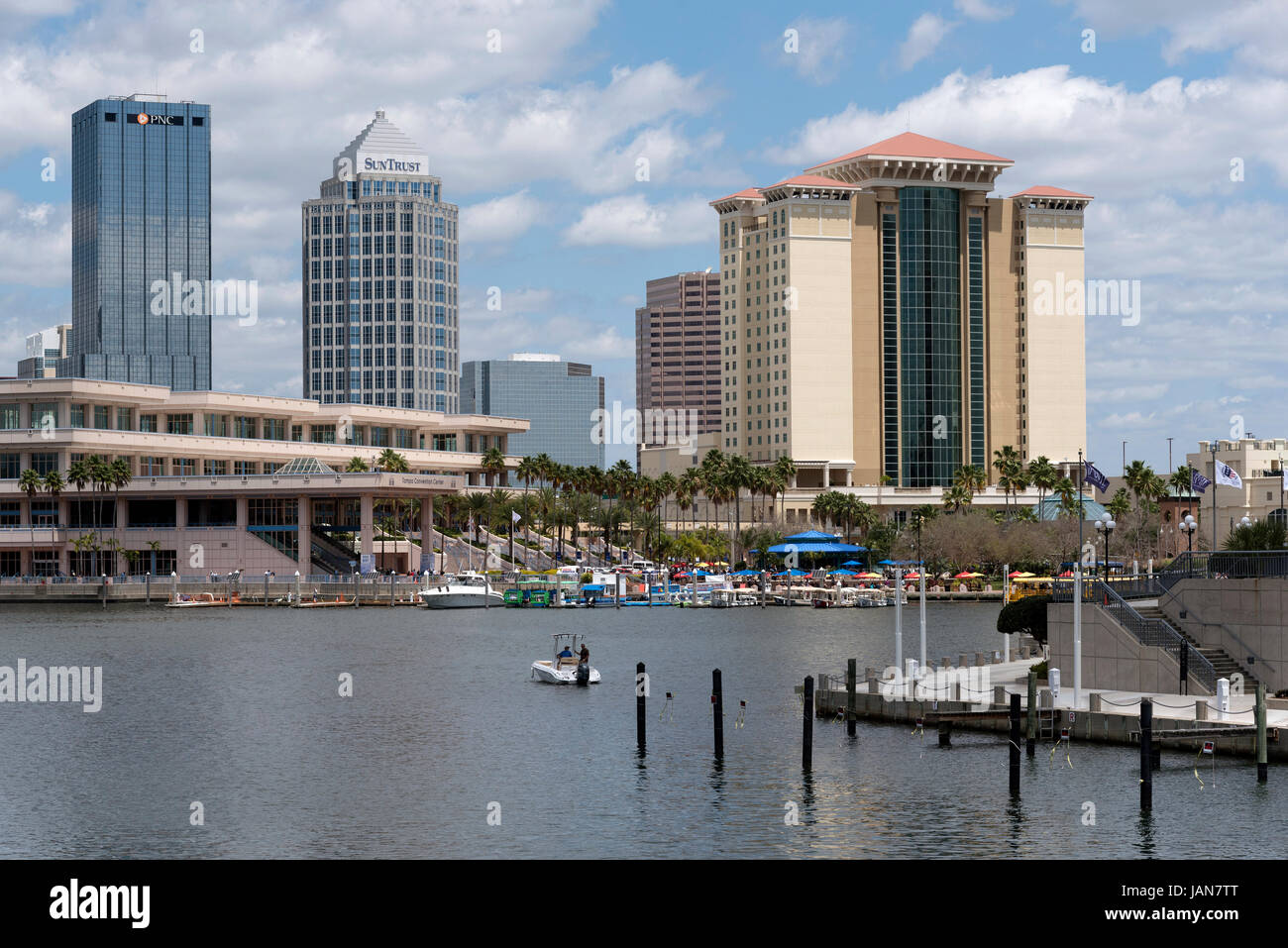 The Tampa Convention Center building and Embassy Suites building on the waterfront downtown Tampa Florida USA. April 2017 Stock Photo