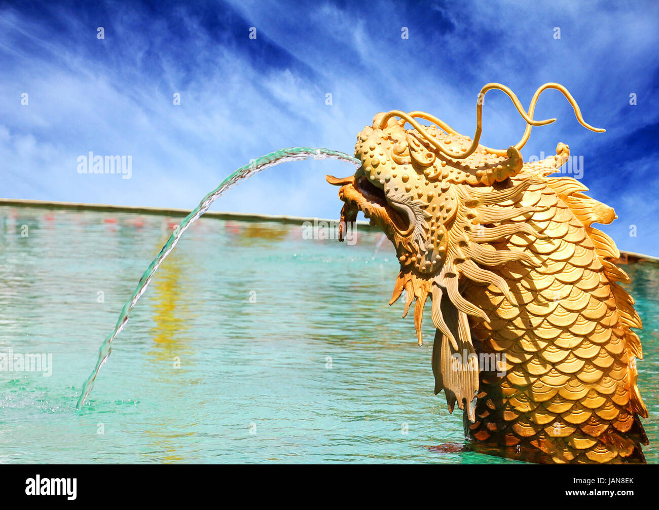 The Dragon being spray water. Stock Photo
