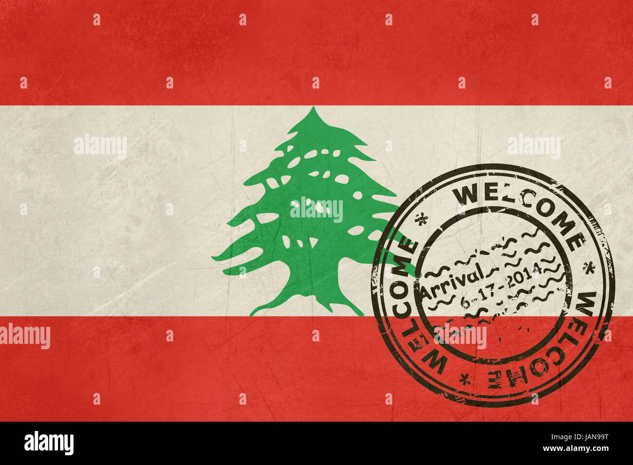to Lebanon flag with passport stamp Stock Photo Alamy
