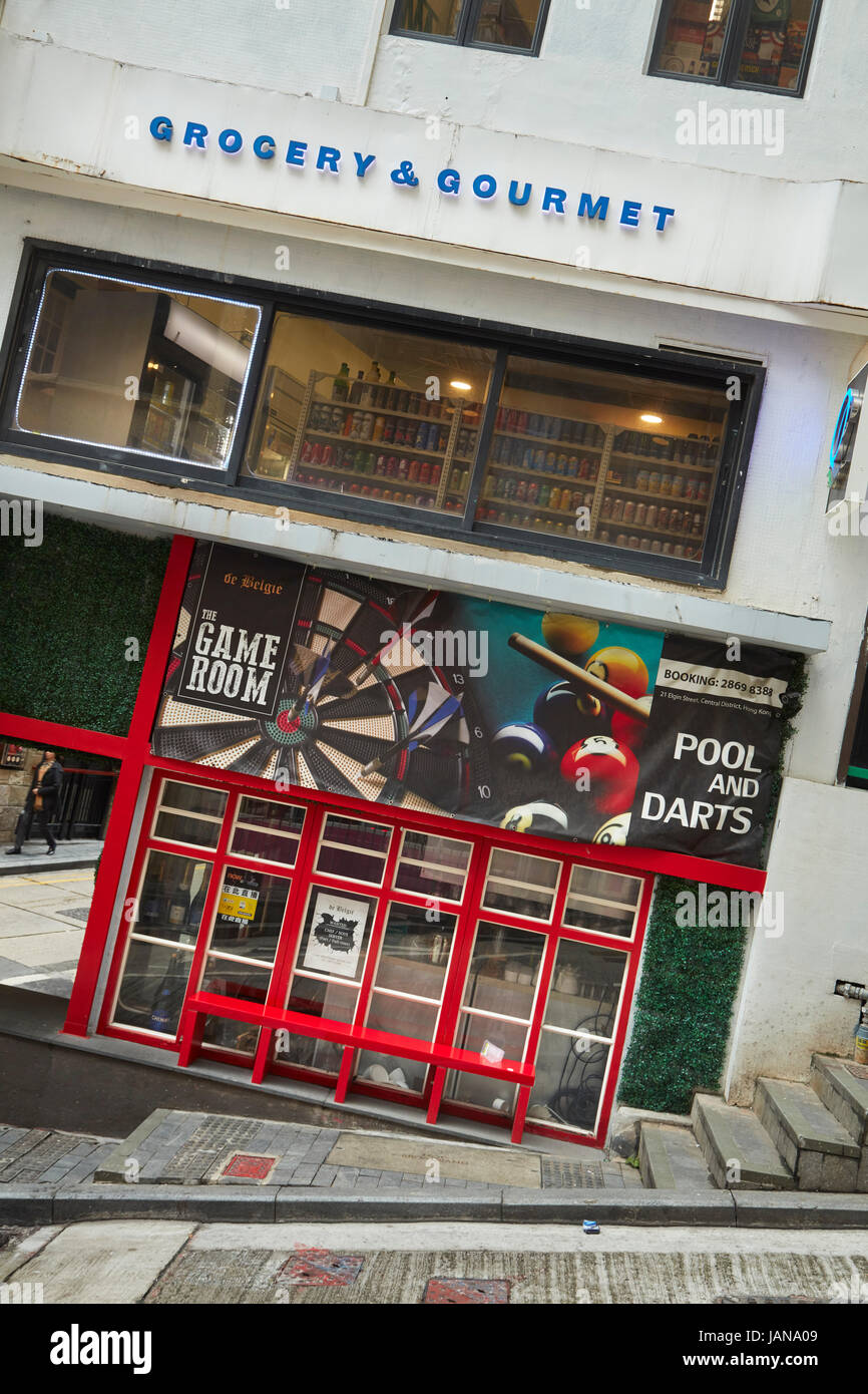 Very steep Peel Street, Central, Hong Kong Island, Hong Kong, China