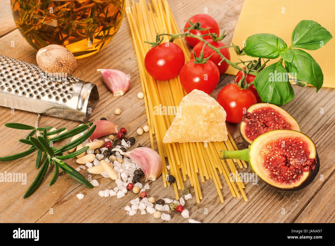 pasta with ingredients Stock Photo Alamy