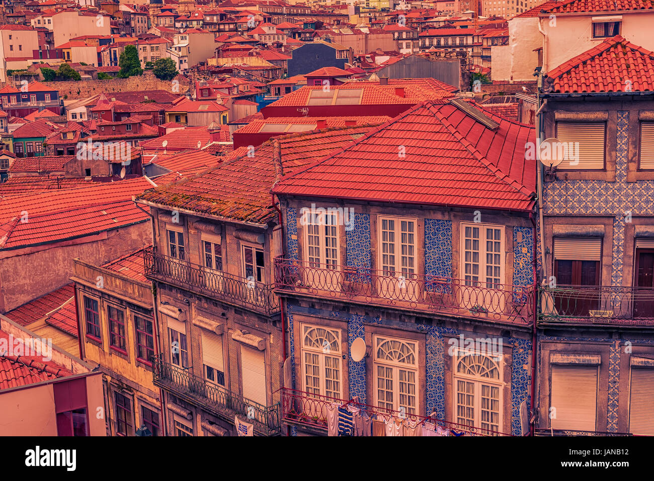 Porto, Portugal: traditional building decorated with azulejo Stock Photo