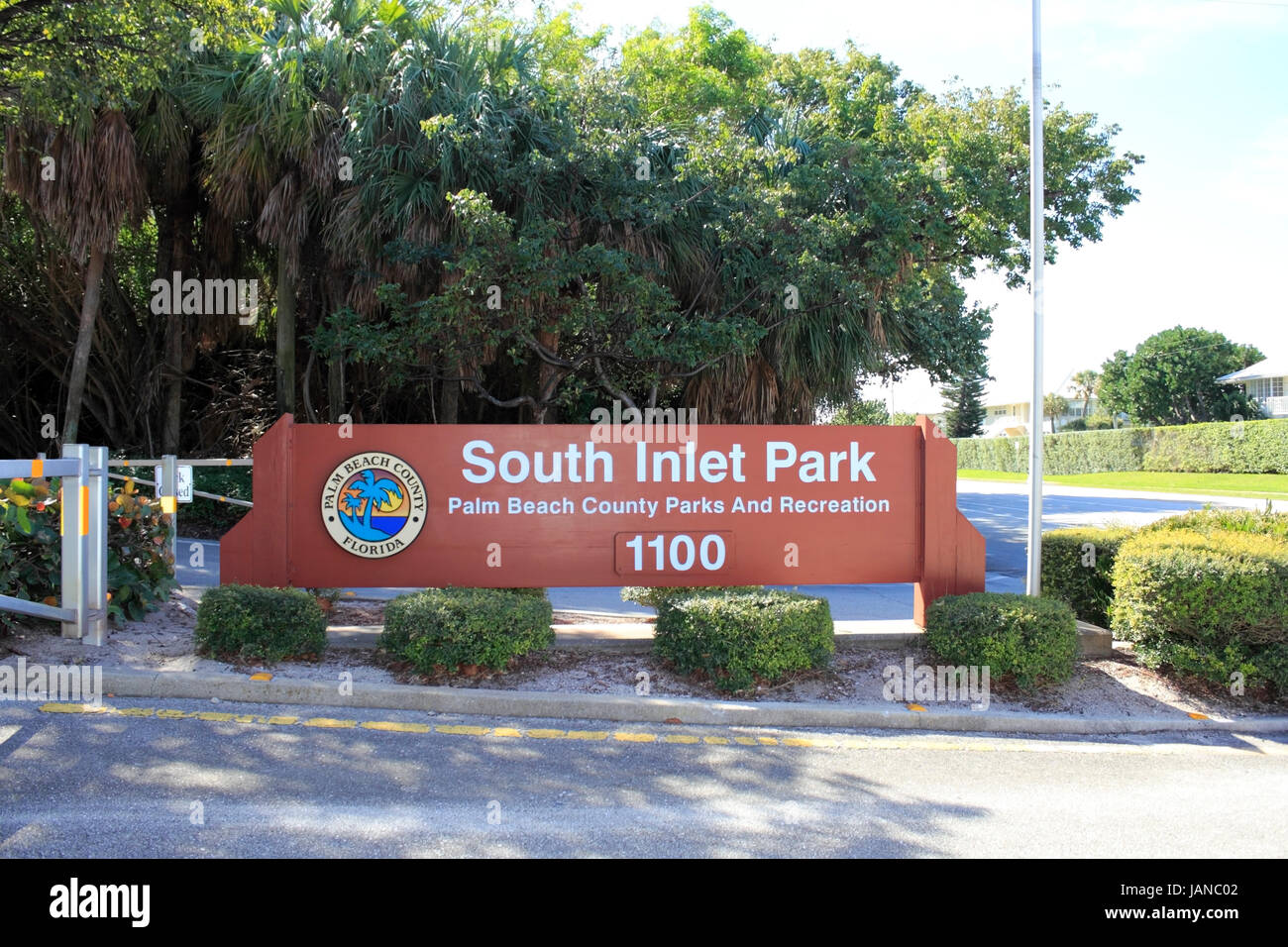 BOCA RATON, FLORIDA - FEBRUARY 1:  This park has 11.1 acres and amenities such as fishing, metered parking, picnic facilities, restrooms, outdoor showers on February 1, 2013 in Boca Raton, Florida. Stock Photo