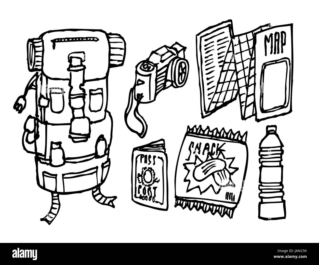 Backpacker survival set Stock Photo Alamy