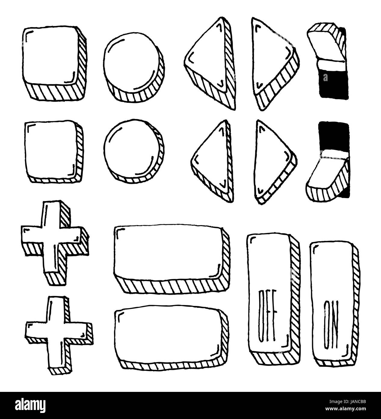 Hand drawn internet button set Stock Photo - Alamy
