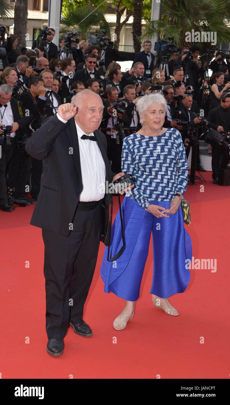 Raymond Depardon with his wife Claudine Nougaret  Arriving on the red carpet for the 70th Cannes Film Festival celebrations  May 23, 2017 Photo Jacky Godard Stock Photo