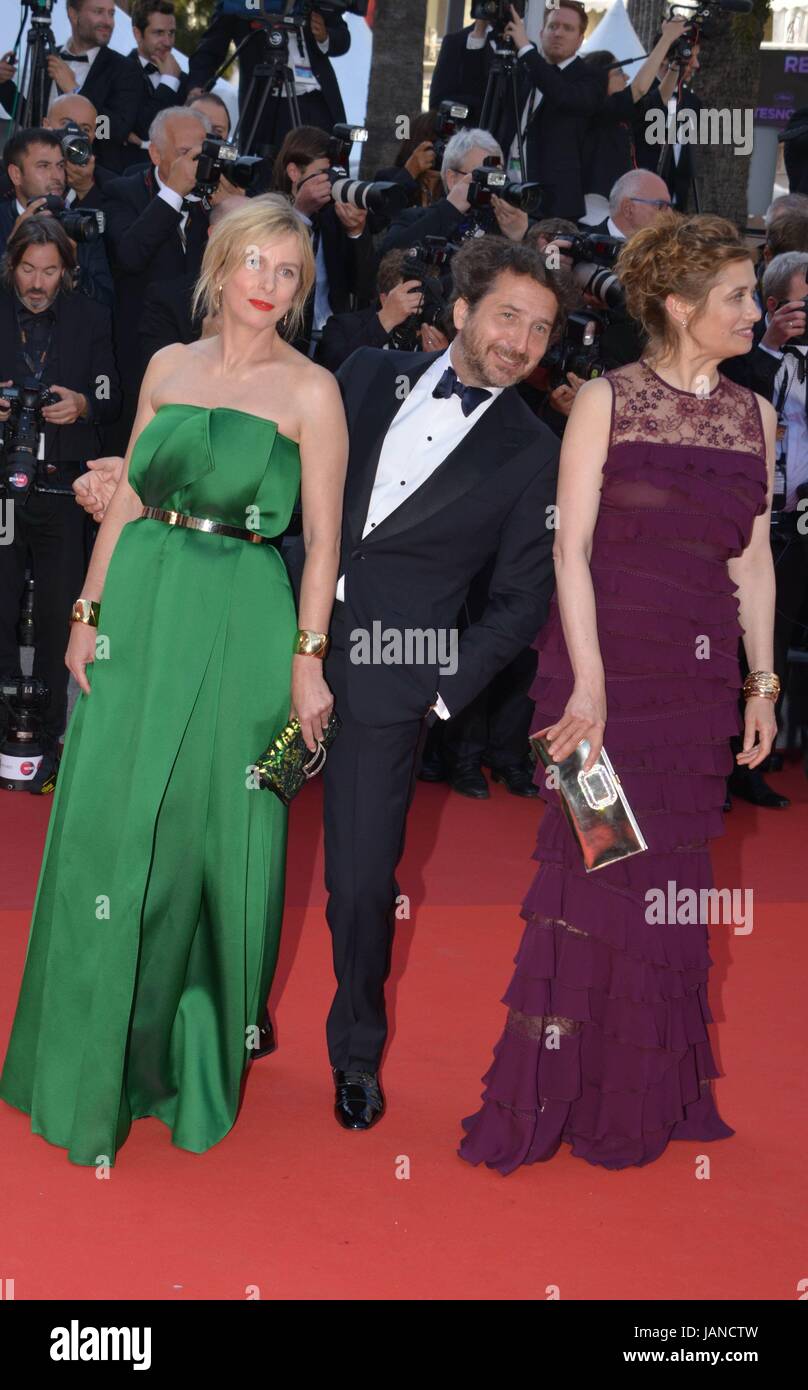 Karin Viard, Edouard Baer, Emmanuelle Devos  Arriving on the red carpet for the 70th Cannes Film Festival celebrations  May 23, 2017 Photo Jacky Godard Stock Photo