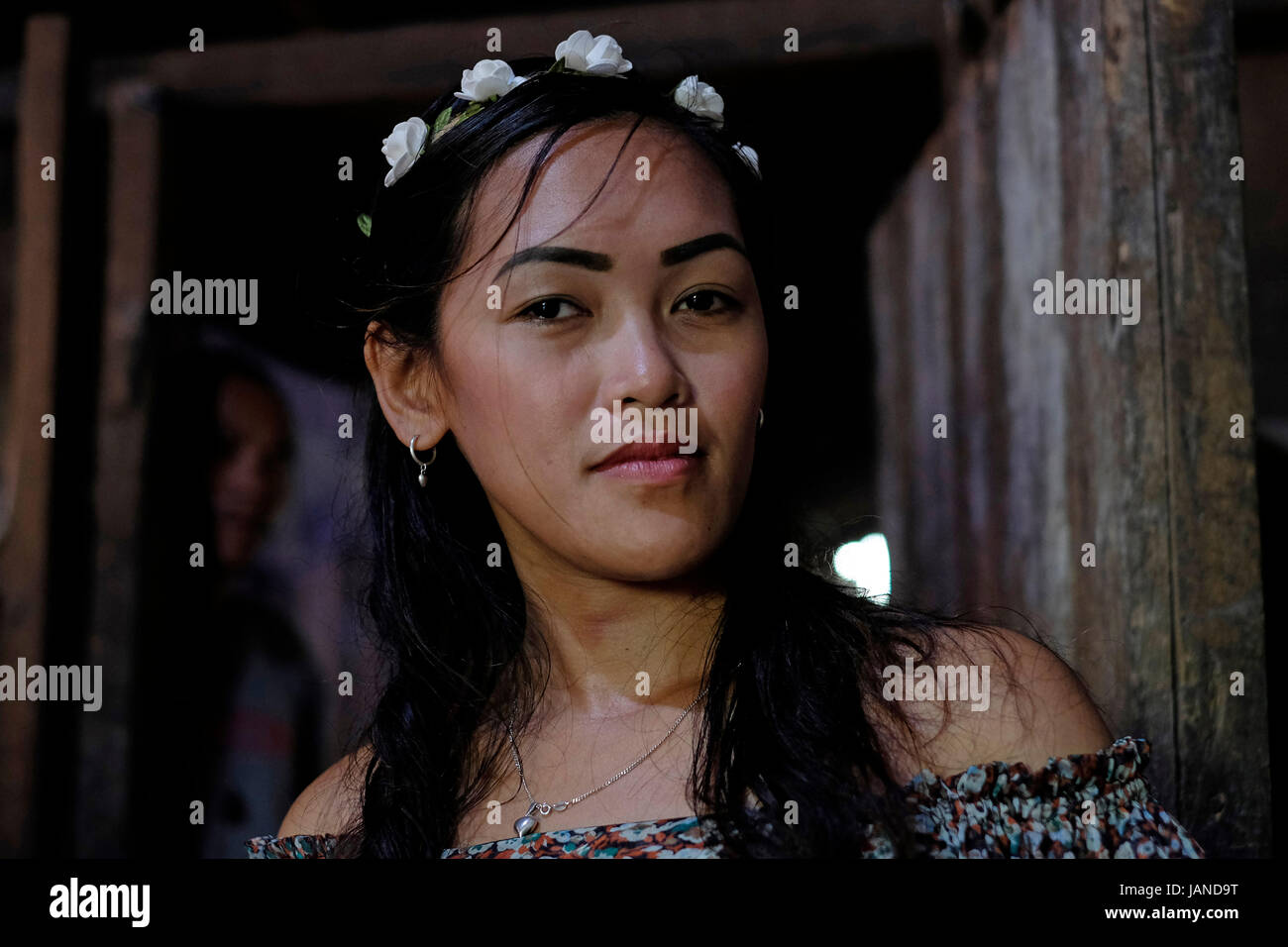 A young Filipino woman in the island of Siquijor located in the Central Visayas region of the Philippines Stock Photo