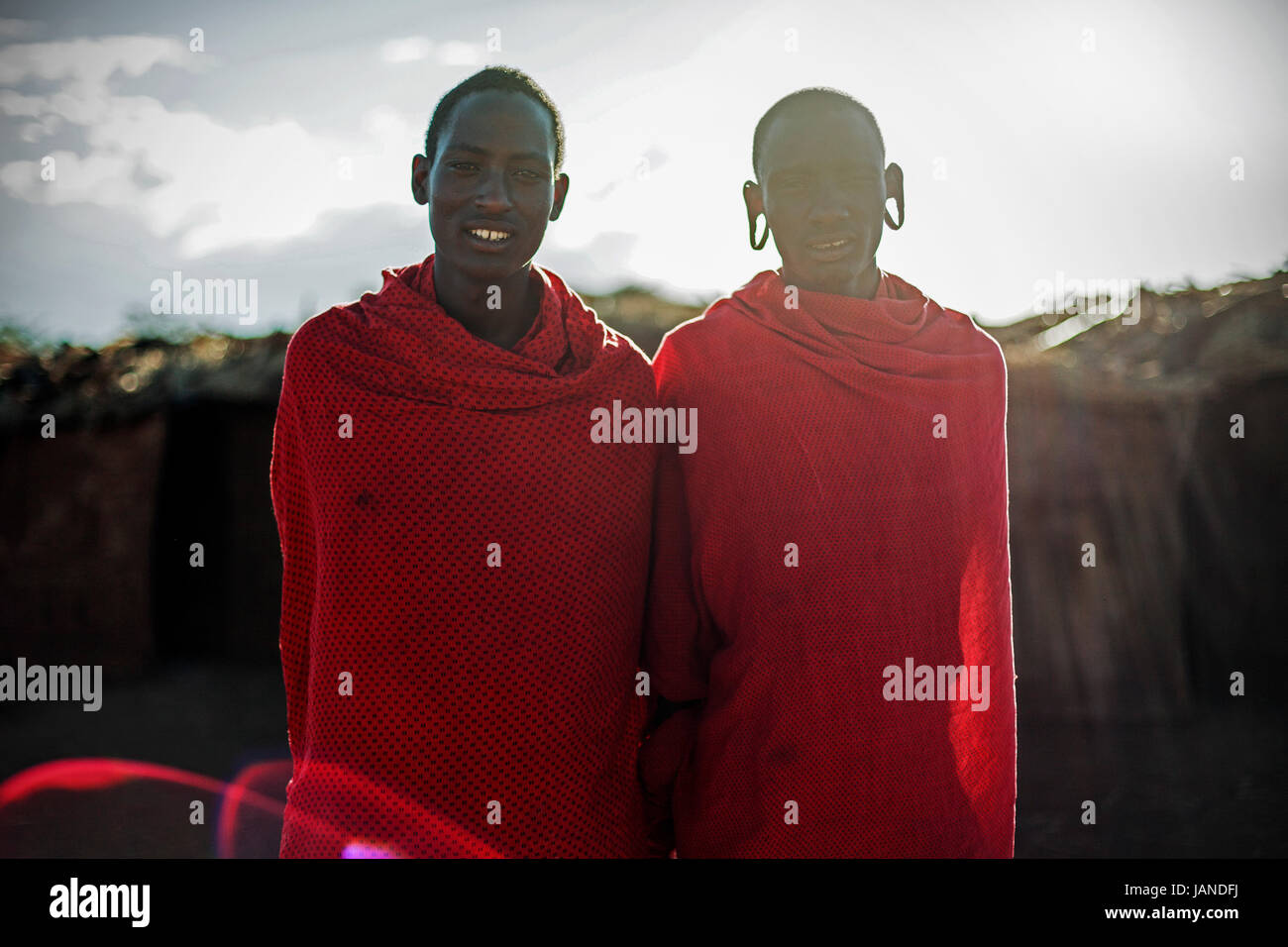 Two young masaii men in Kenya. Stock Photo