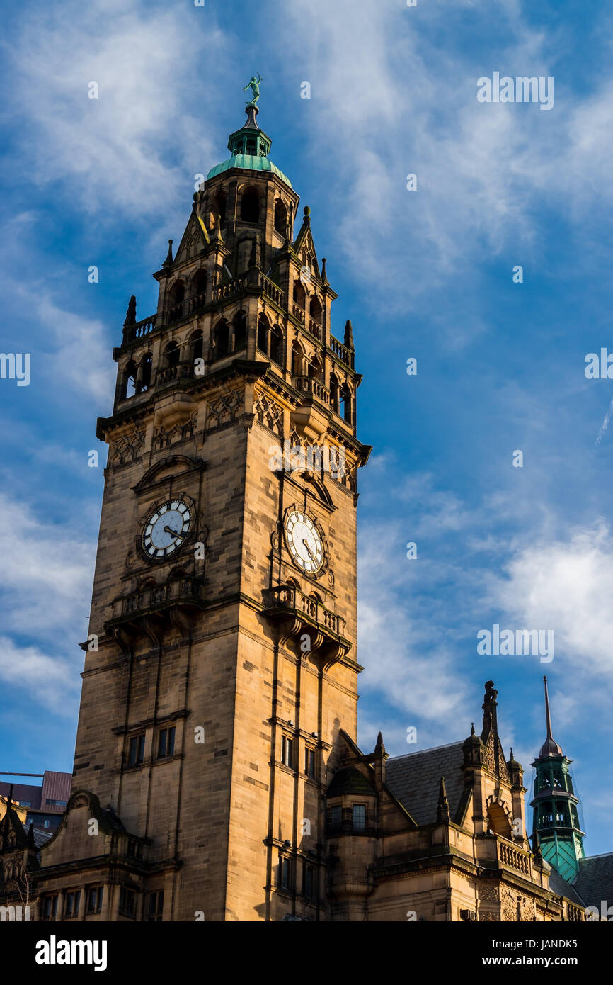Sheffield Town Hall clock tower Stock Photo - Alamy