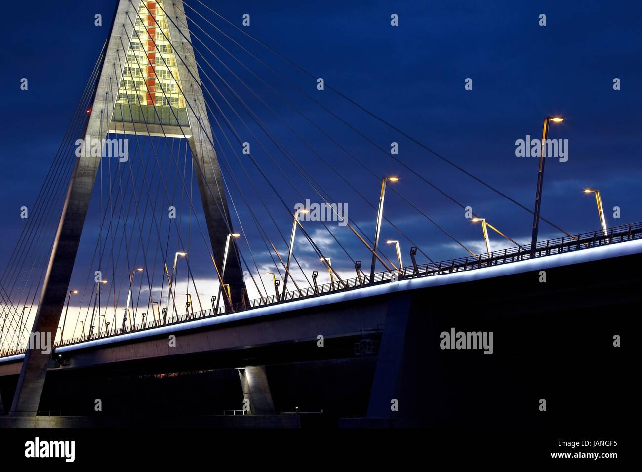 Highway bridge with night light Stock Photo - Alamy