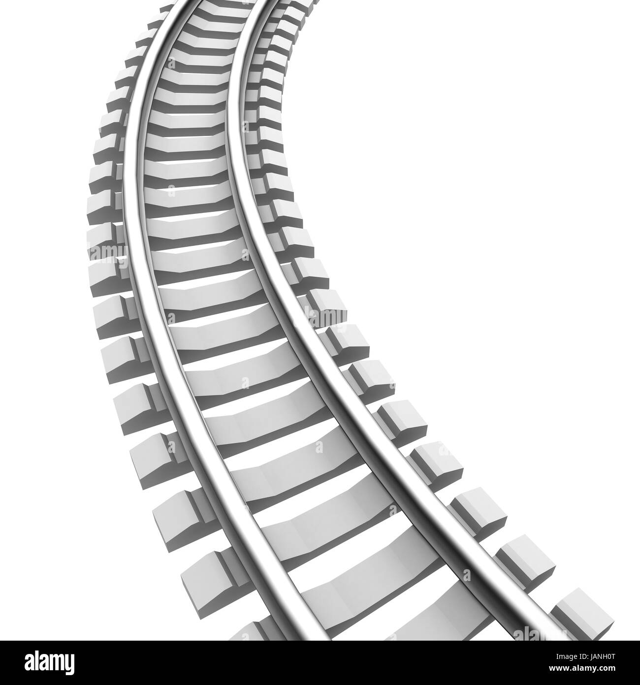 Single curved railroad track isolated Stock Photo Alamy