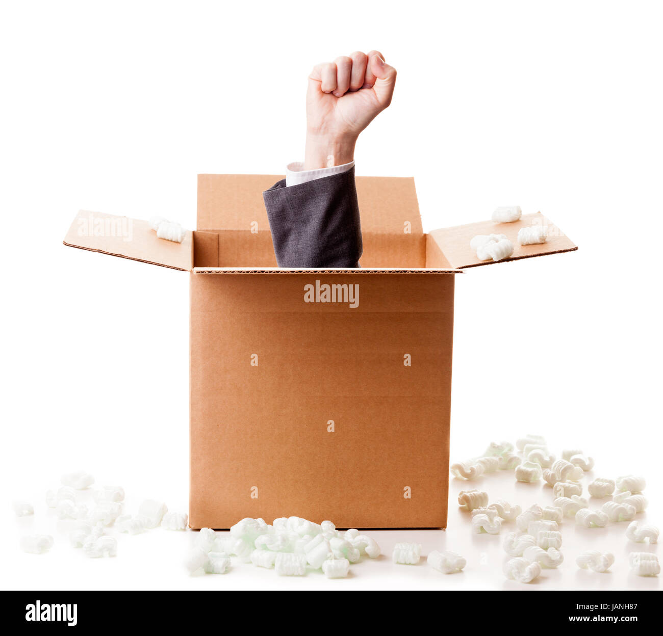 Man coming out of box hi-res stock photography and images - Alamy