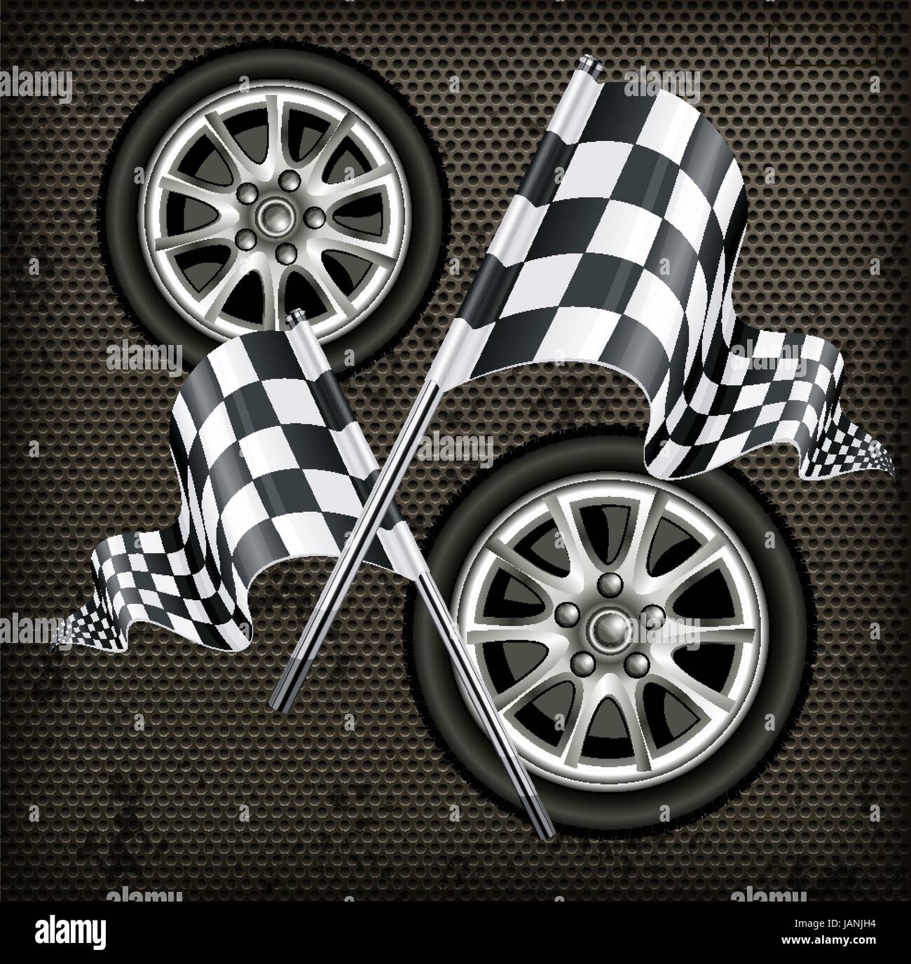 Vector illustration Race flags and wheels Stock Vector Image & Art
