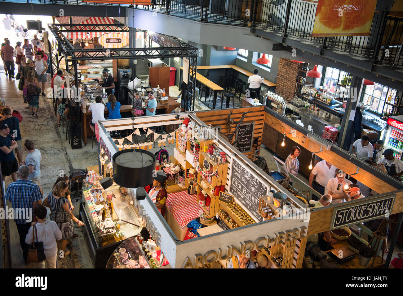 Overhead view of an indoor market Stock Photo