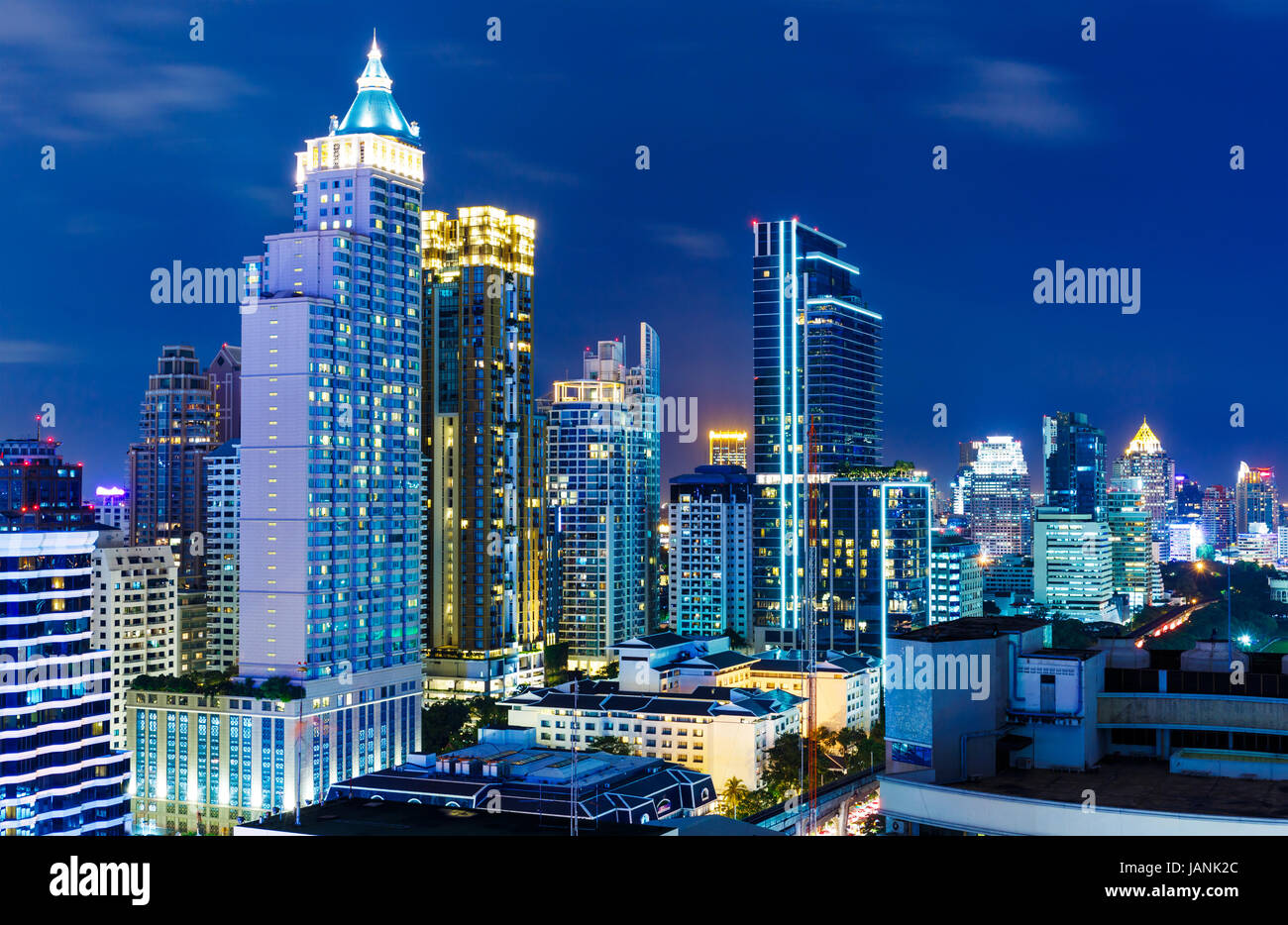 Bangkok skyline at night Stock Photo - Alamy