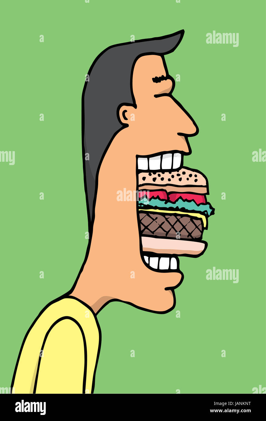 Cartoon Man Eating Huge Hamburguer Stock Photo Alamy