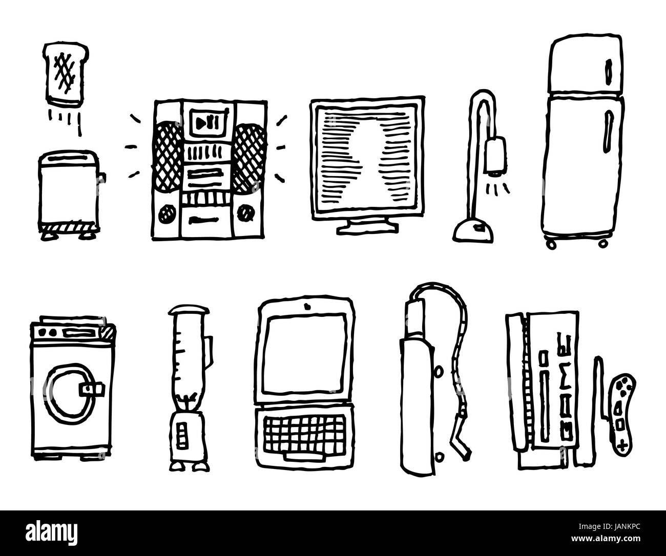 Vector hand-drawn home appliances Stock Photo