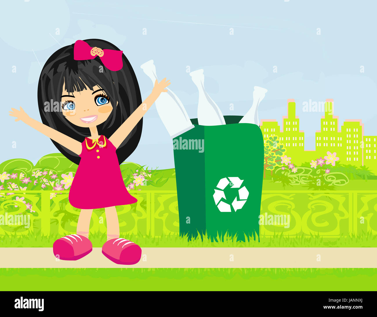 Cartoon girl recycling hires stock photography and images Alamy