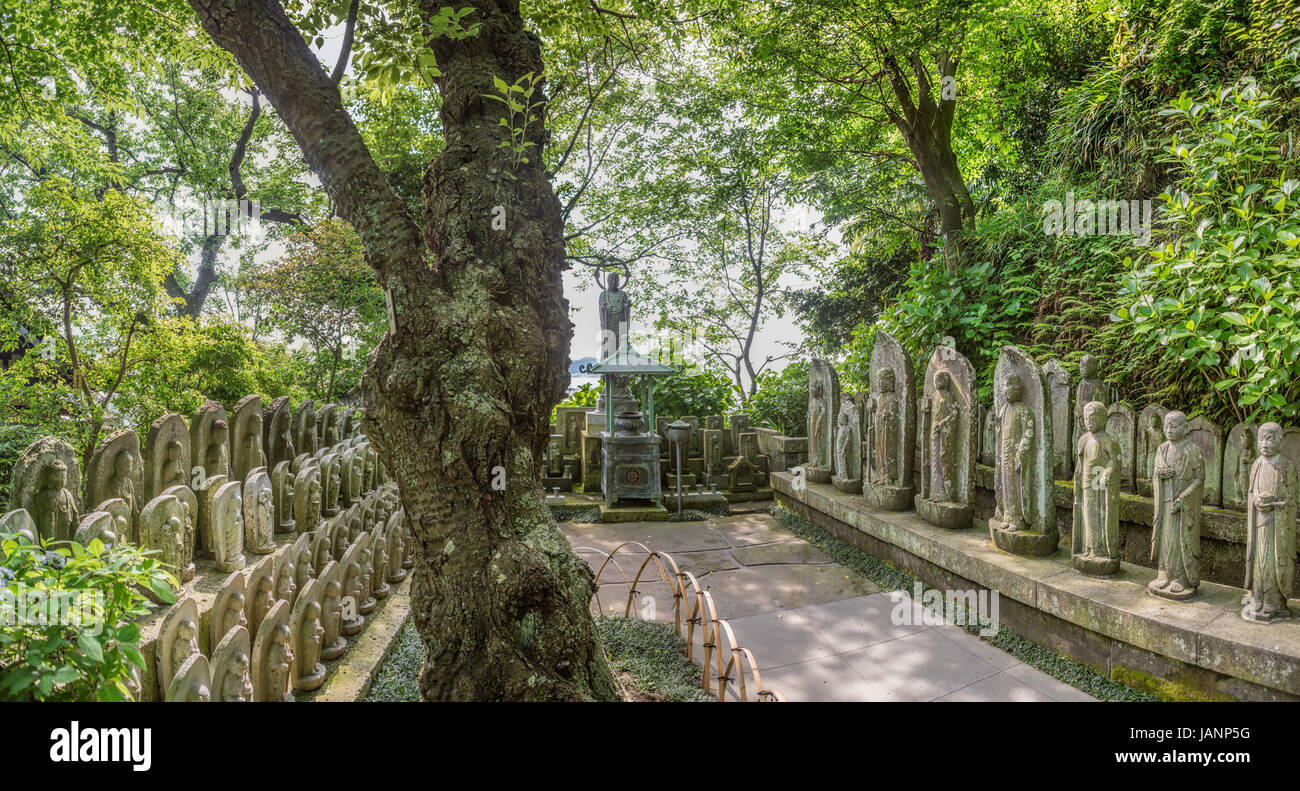 Jizo stone statues at the Hasedera temple, called Hasekannon