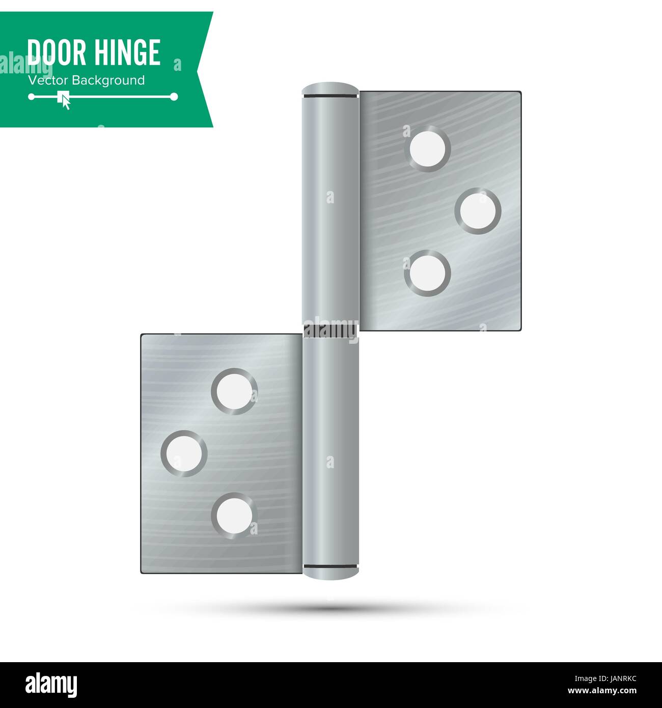 Door Hinge Vector. Classic And Industrial Ironmongery Isolated On White