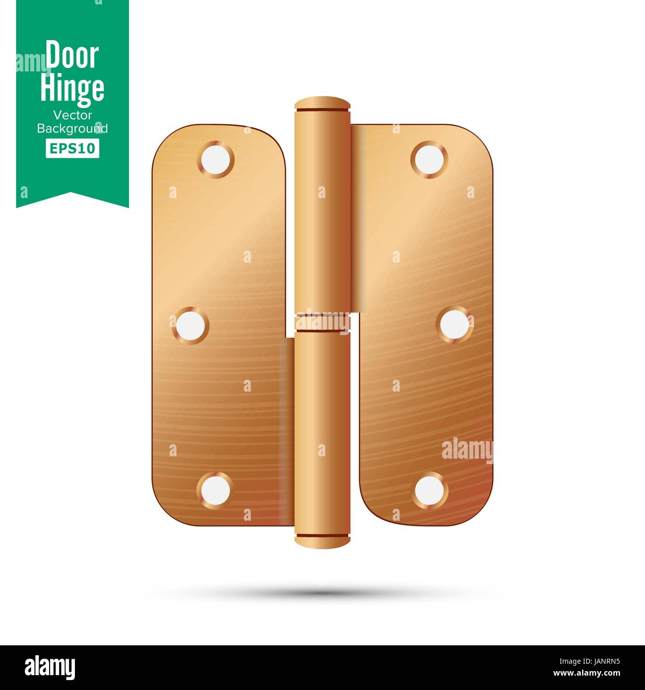 Door Hinge Vector. Classic And Industrial Ironmongery Isolated On White