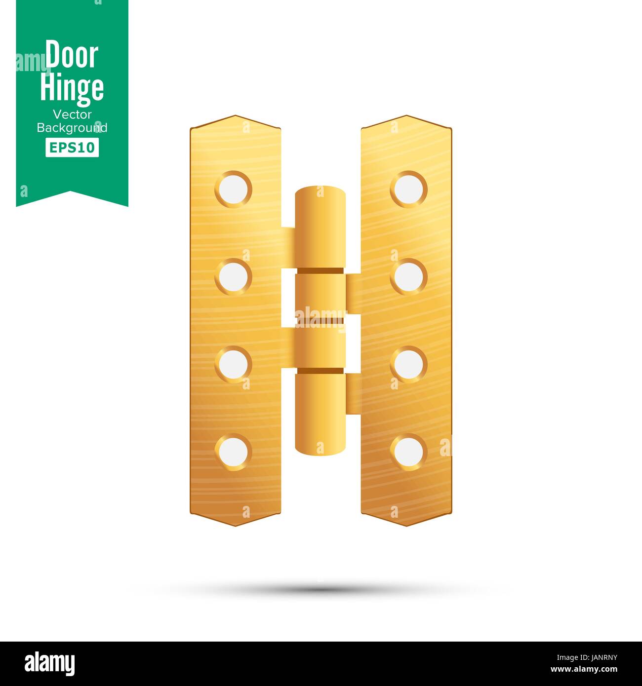 Door Hinge Vector. Classic And Industrial Ironmongery Isolated On White