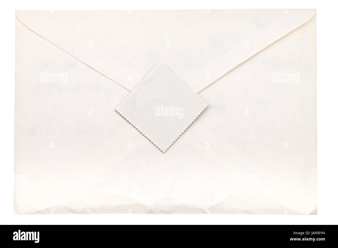 closed paper envelope sealed by postage stamp isolated on white ...