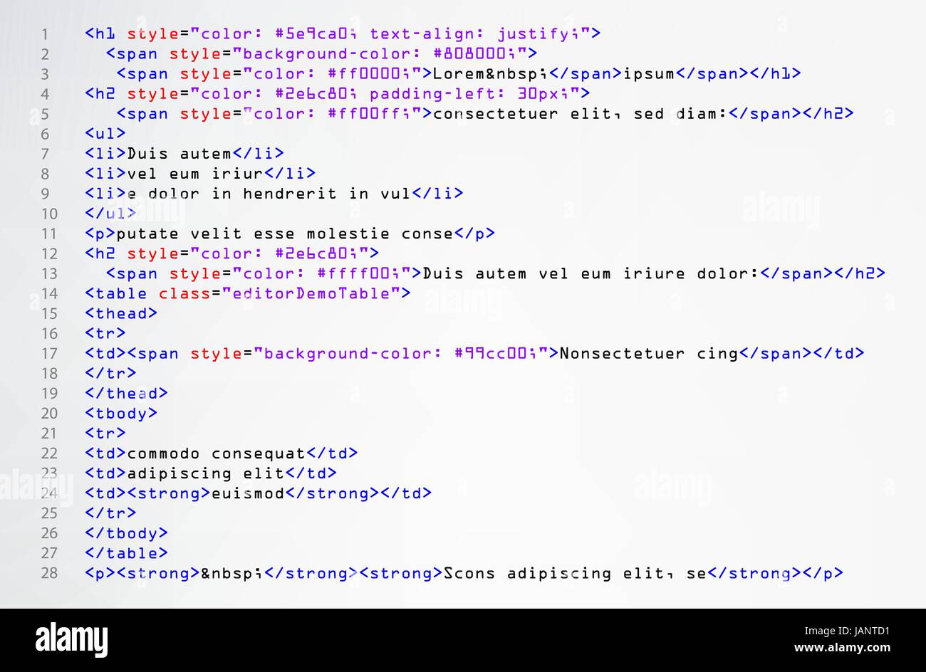 HTML Simple Code Vector. Colorful Abstract Program Tags In Developer ...