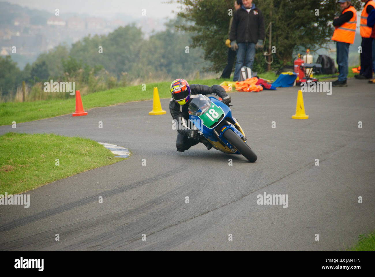 Motorcycle racer at Oliver's Mount Road Racing Circuit Stock Photo Alamy