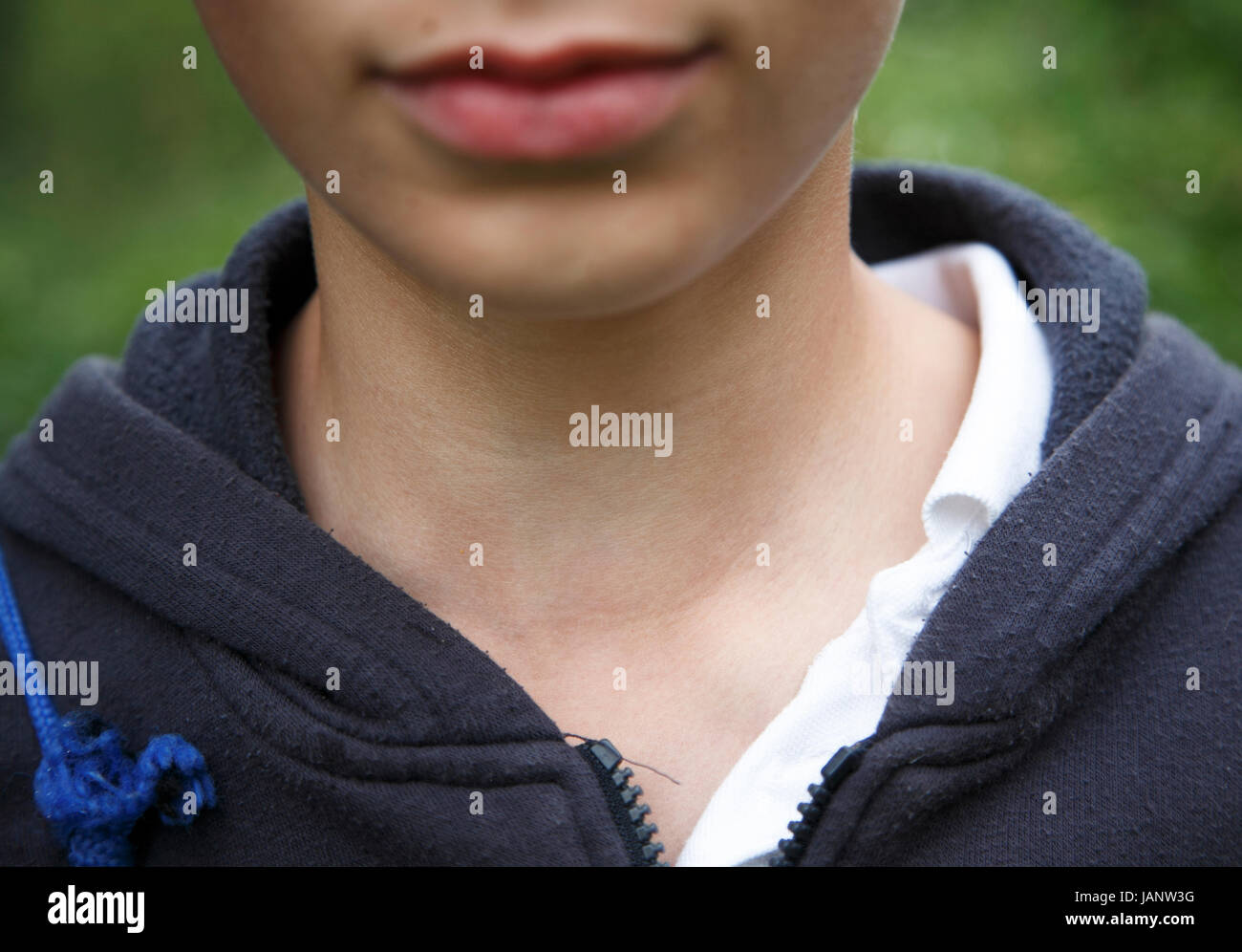 Open neck close up image of young Caucasian boy Stock Photo Alamy