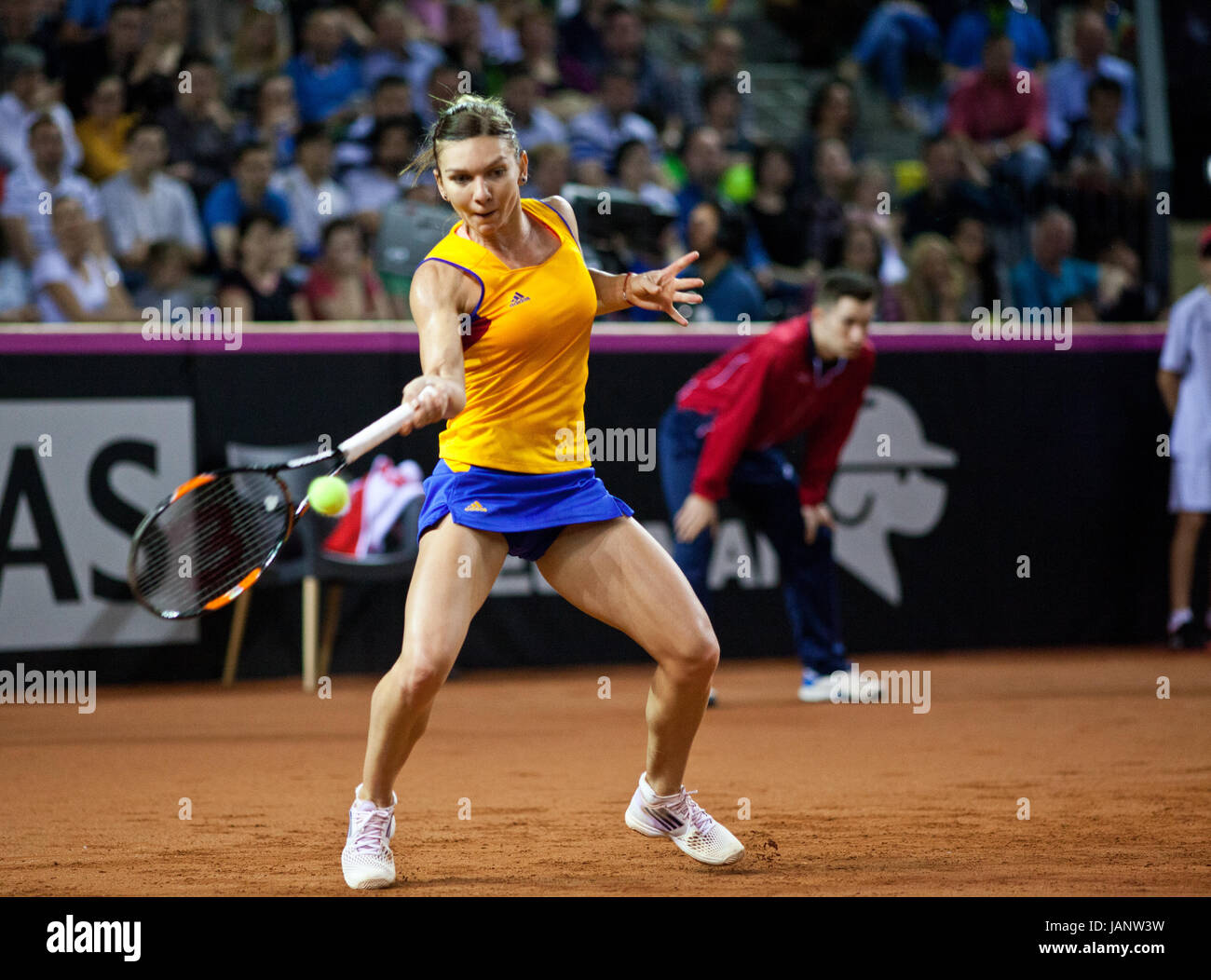 Simona Halep During Fed Cup Play Offs Tennis Match Romania Vs Germanyplays Against Angelique Kerber Photo Cronos Melinda Nagy Stock Photo Alamy