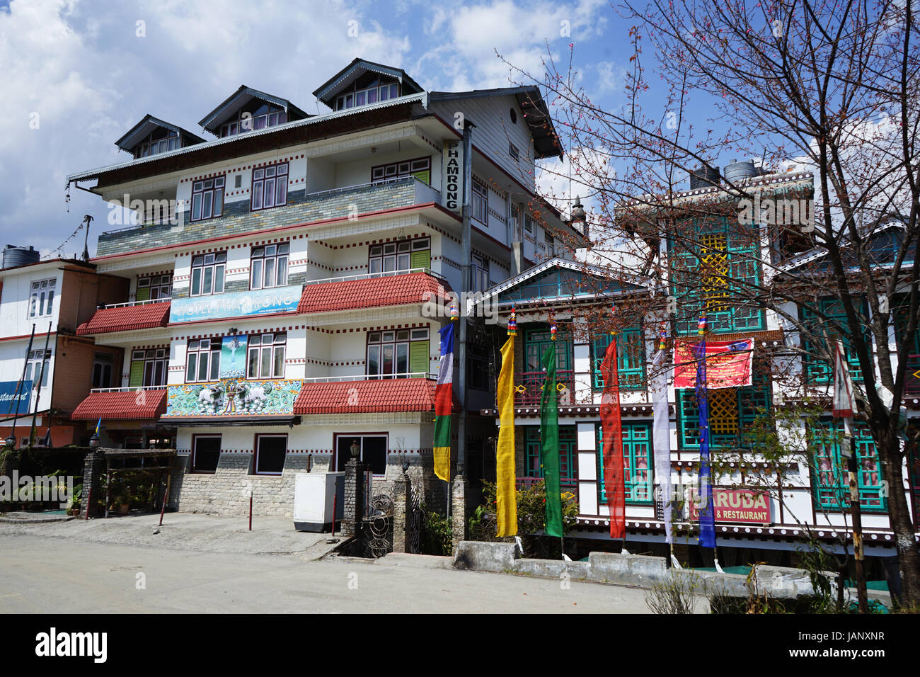 Hotel in town Pelling, Sikkim, India Stock Photo