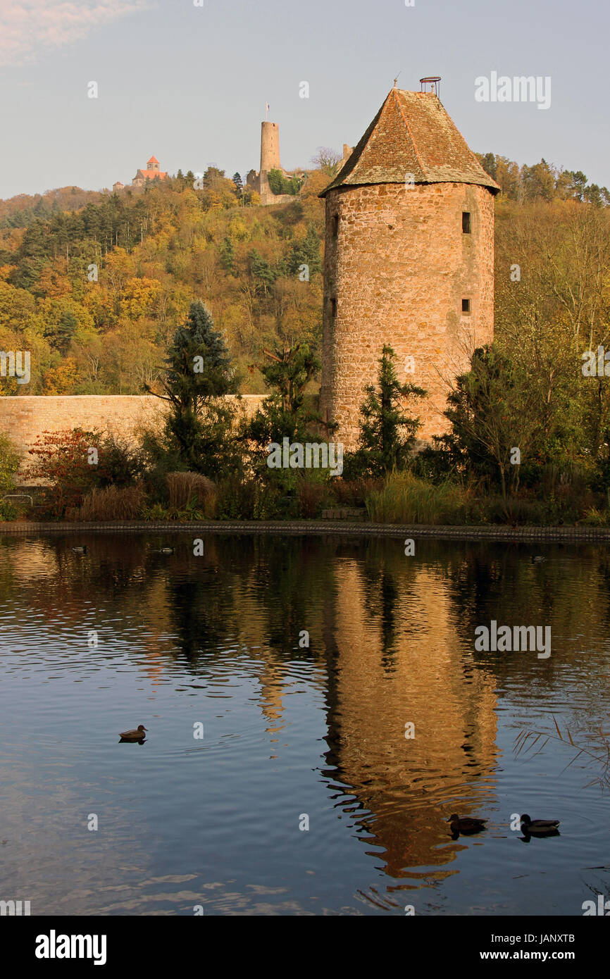 blue hat with burg windeck and wachenburg Stock Photo