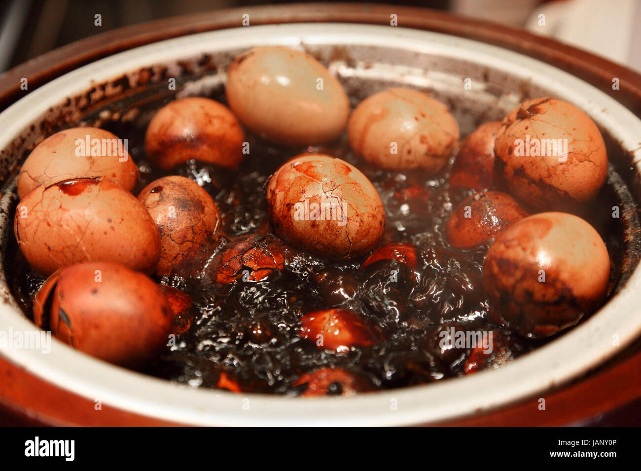 Typical Asian tea eggs in Hong Kong Stock Photo Alamy
