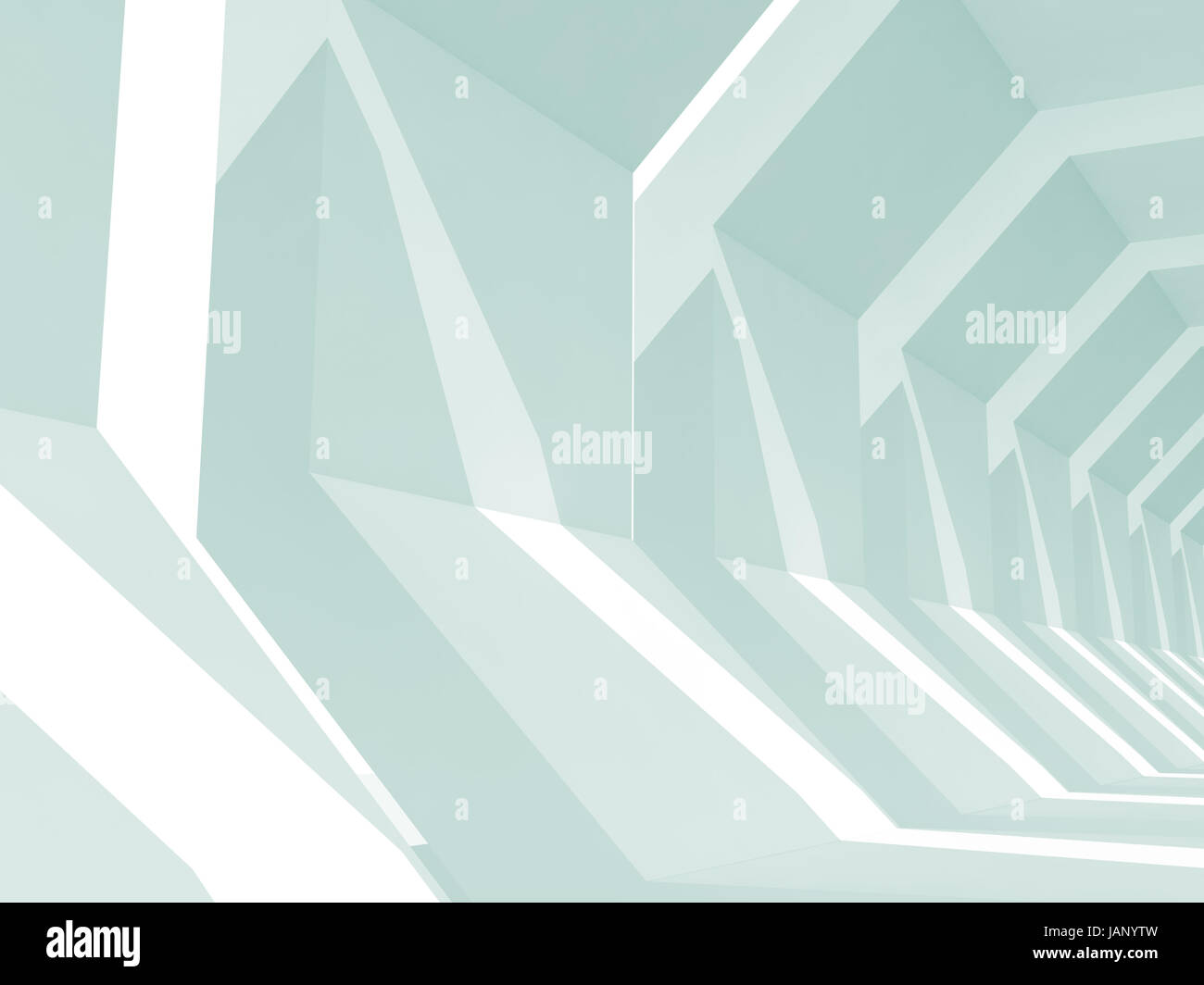Abstract blue toned digital background with empty shining tunnel ...