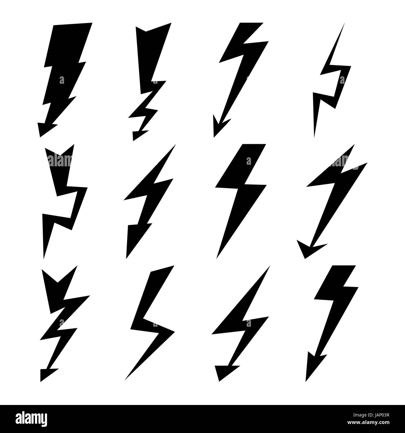 Lightning Signs Vector Set. Lightning Bolt Icons. Thunder Bolt Symbols