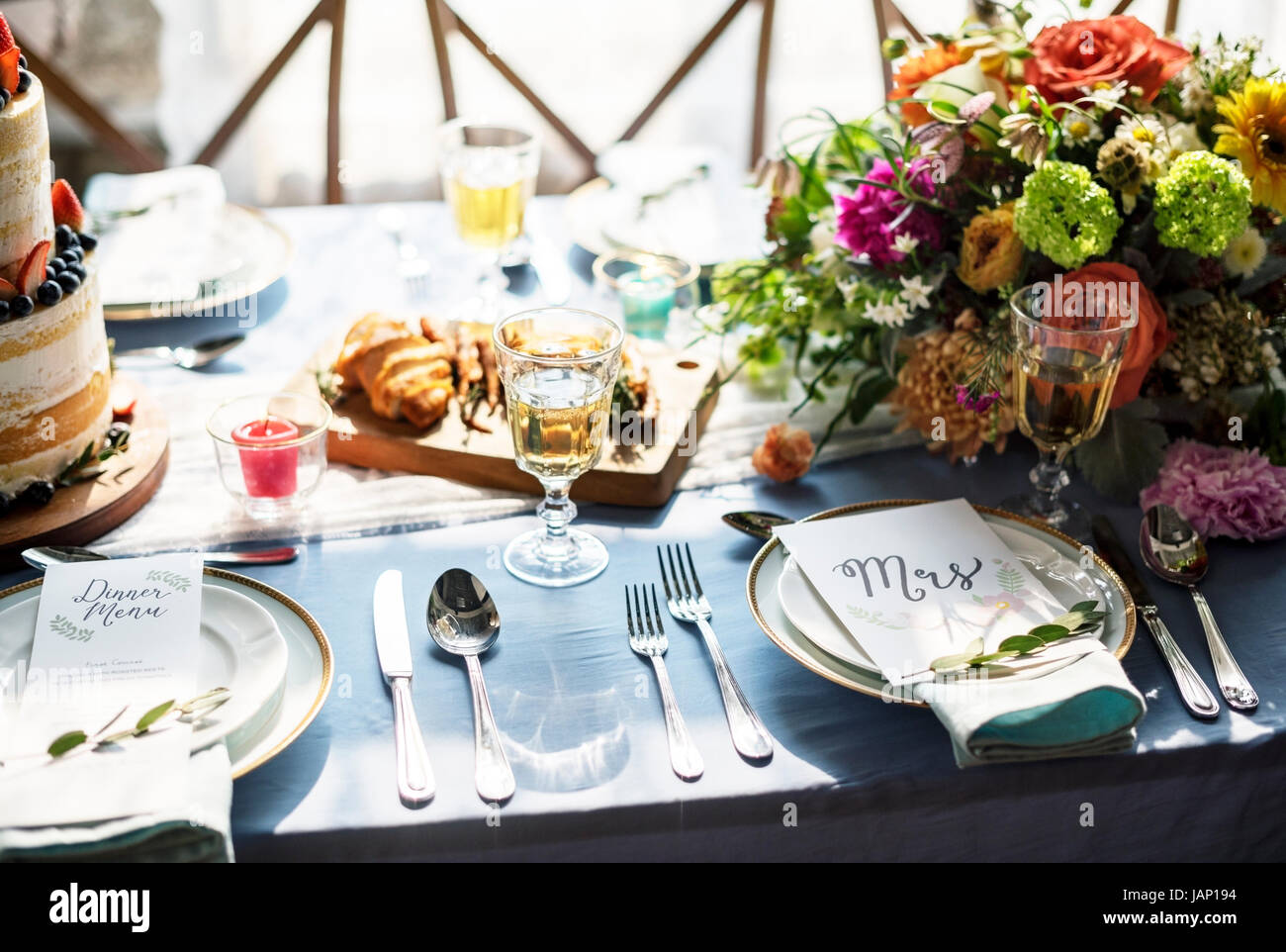 Wedding Reception Table Setting Stock Photo Alamy