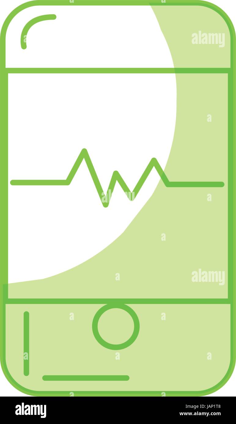 silhouette technology smartphone with cardiac rhythm Stock Vector Image ...
