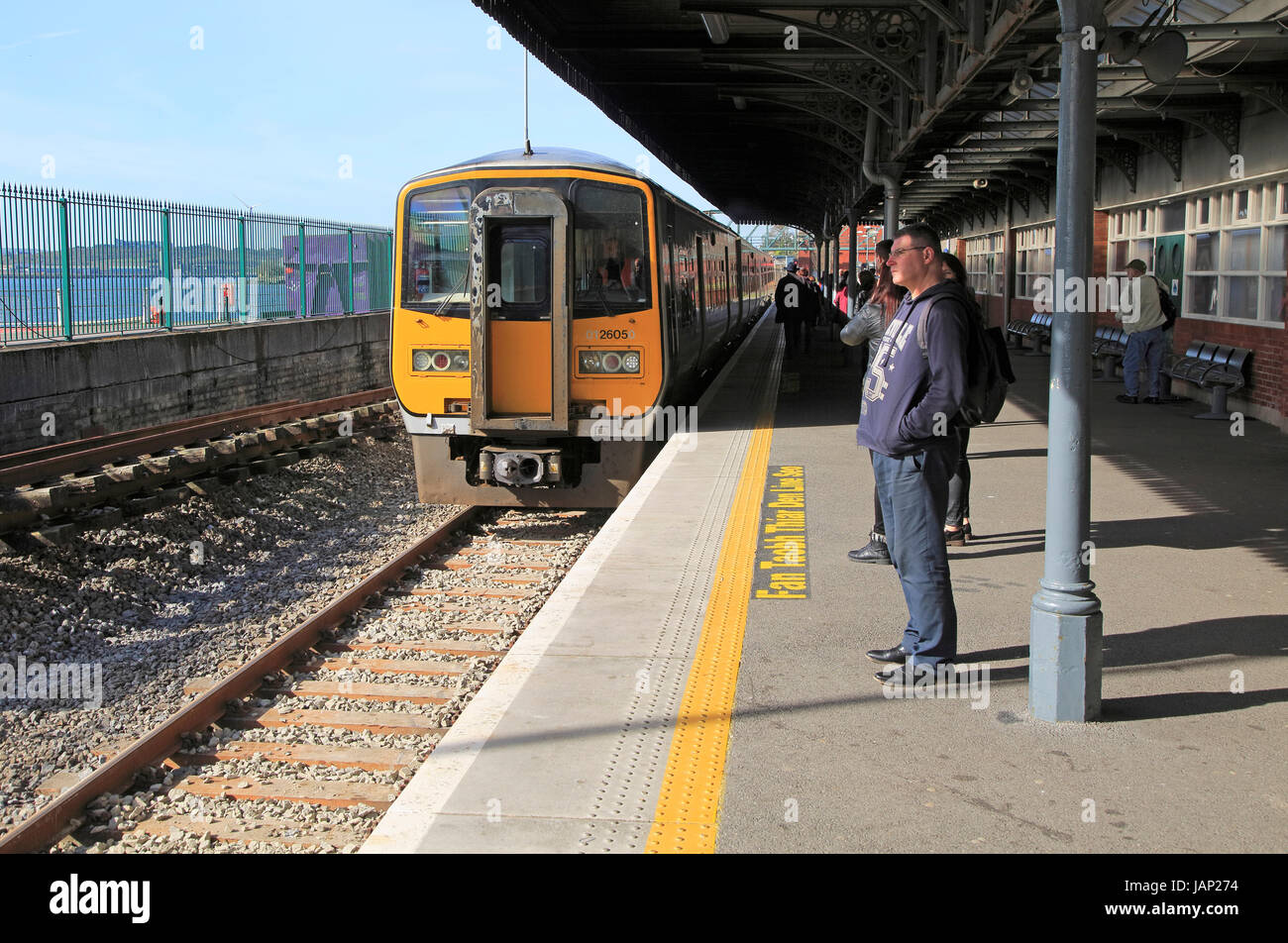 Local train at railway station platform, Cobh, County Cork, Ireland
