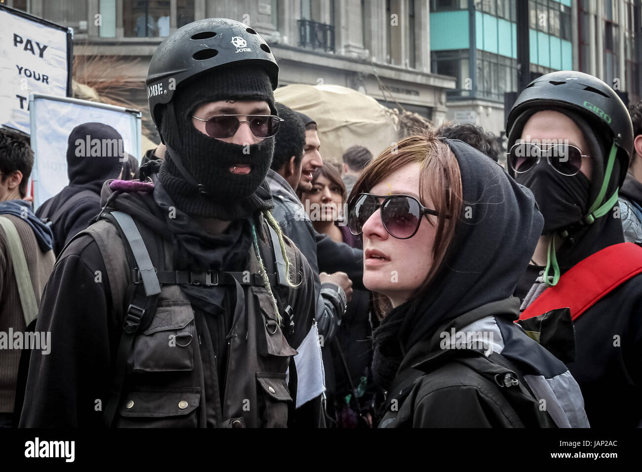 Anti-Cuts Protest sees over 250,000 protesters march in London to oppose the coalition government's public spending cuts. Stock Photo