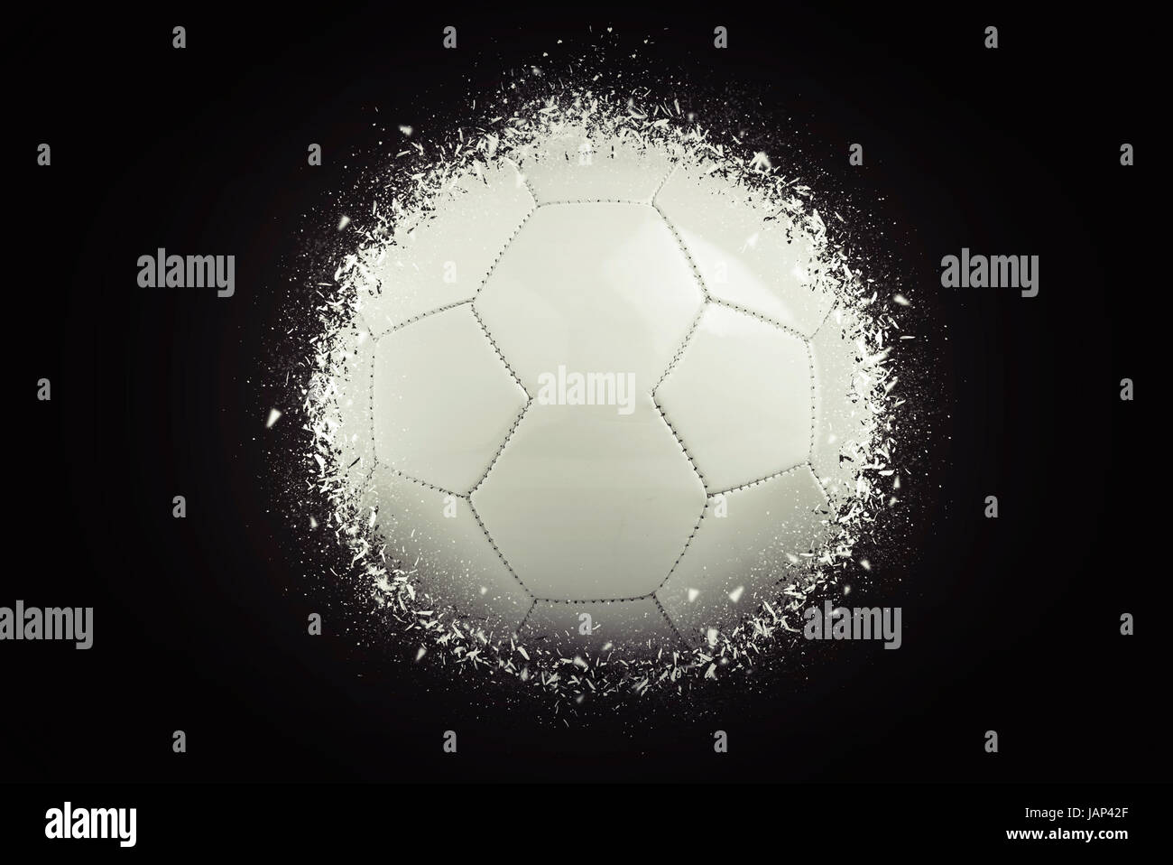 soccer ball explode on black background Stock Photo Alamy