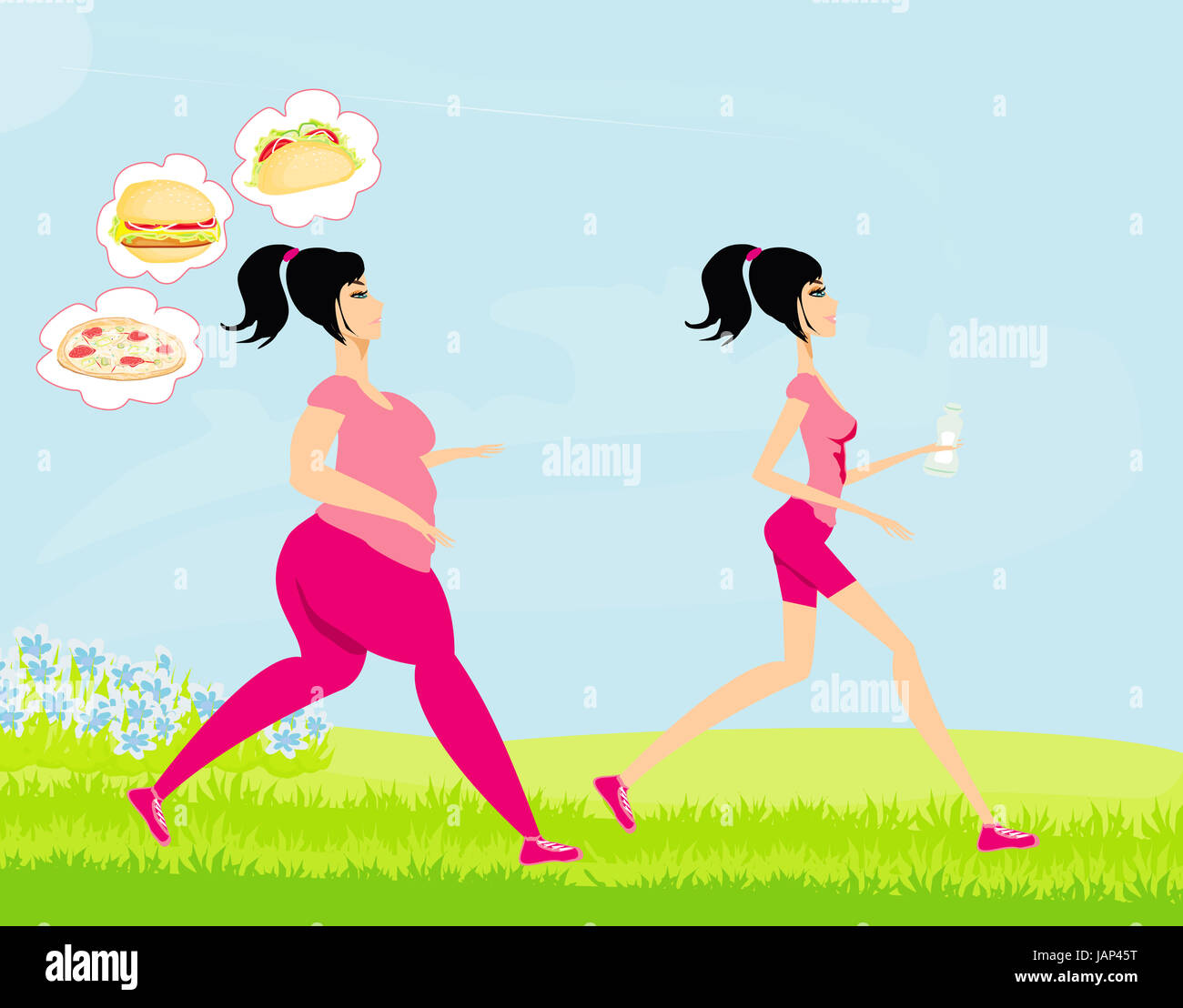 Woman jogging fat girl dreams unhealthy eating skinny hires stock photography and images Alamy
